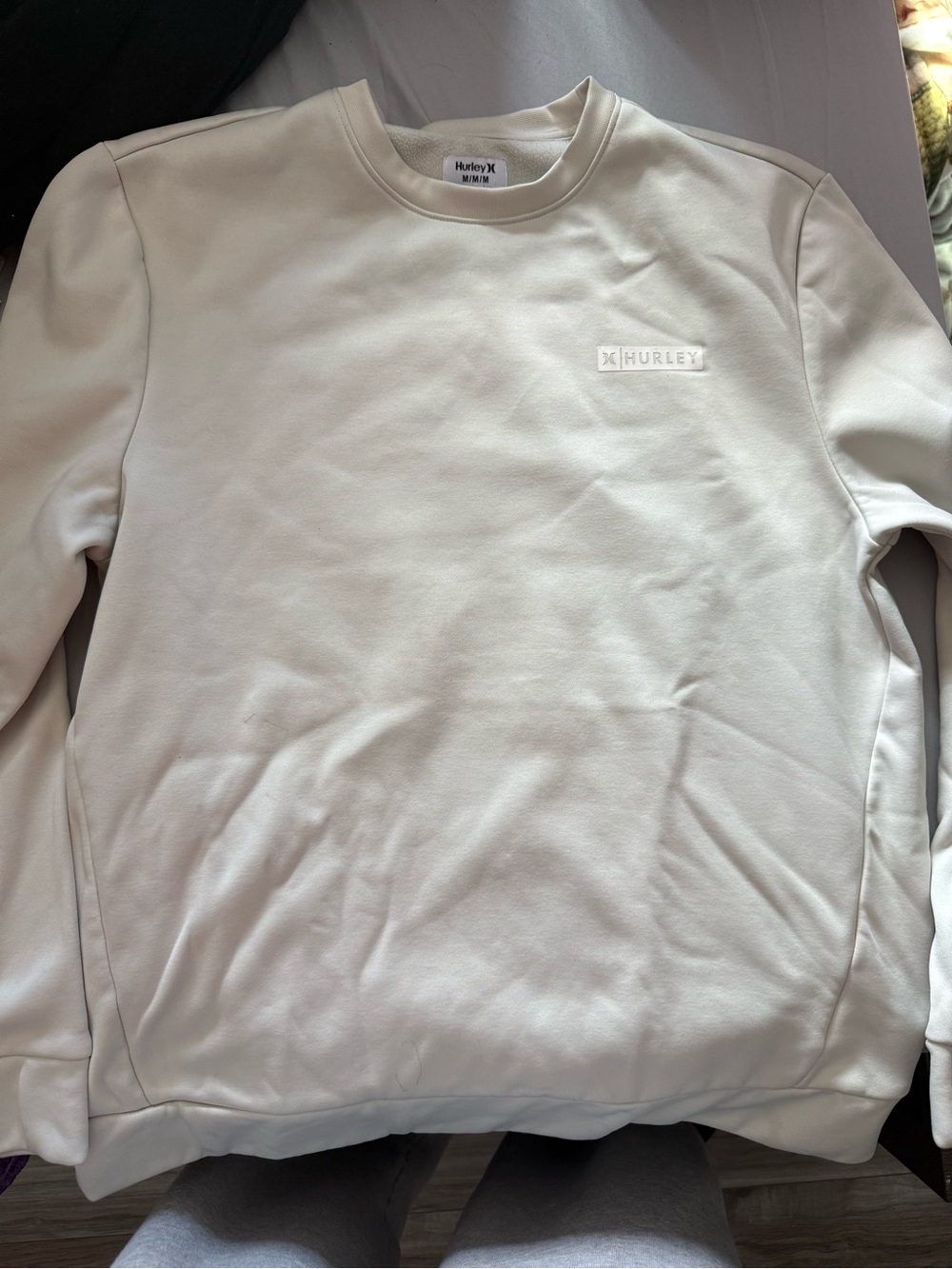 Hurley Men's Off-White Crewneck Sweatshirt